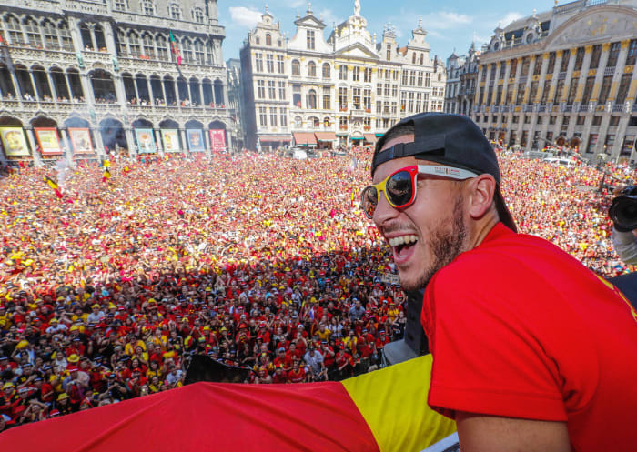 Eden Hazard and Belgium celebrate a third-place finish at the 2018 World Cup